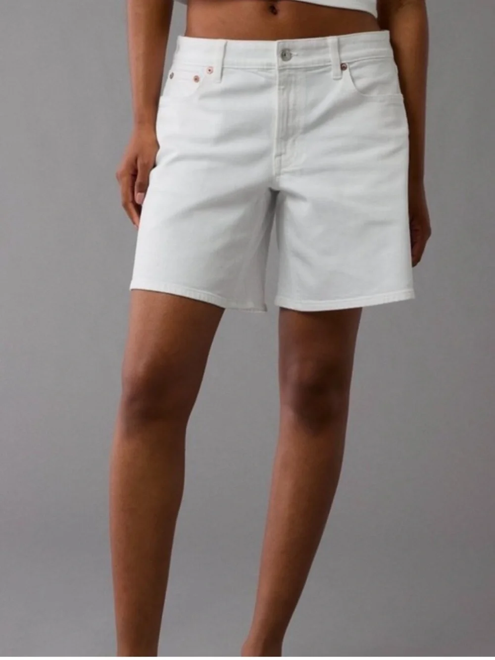 NEW American Eagle | Low-Rise Baggy White Denim Jean Shorts Jorts
